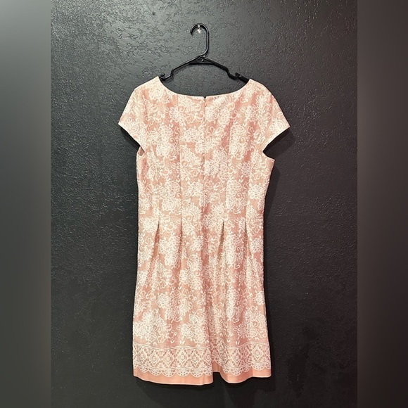 JESSICA HOWARD Blush Pink White V-Neck J Fit & Flare, Party/Cocktail Dress Sz 16 - Picture 2 of 7